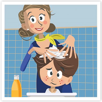 Luizen opsporen: stap 2 Wrijf het natte haar vervolgens in met conditioner.