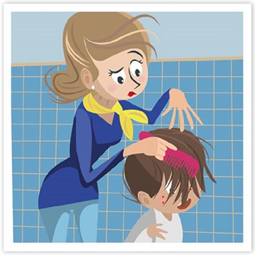 Luizen opsporen: stap 3 Kam het hele haar door met een luizenkam van het ene oor naar het andere en weer terug.